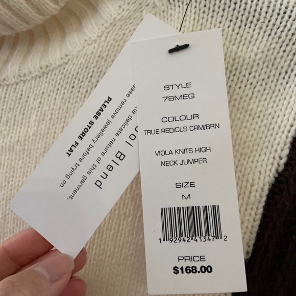 French Connection Colourblock Wool / Cotton Oversized Turtleneck Knit Sweater - Picture 6 of 10